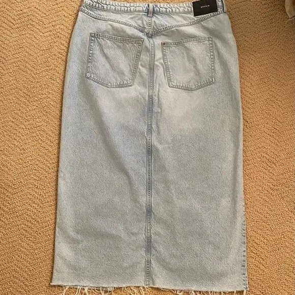 H&M Long Maxi Jean Denim Skirt with Raw Edge Hem XL - Picture 2 of 6